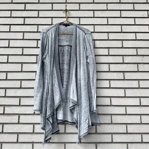 Jane Delancy Gray Open Front Waterfall Cardigan 2X Plus Size Lightweight Layer